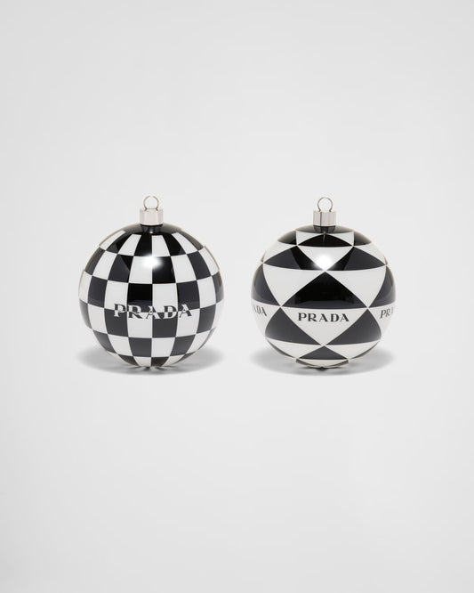 Glass Christmas Ornament Set Black/White - Prada