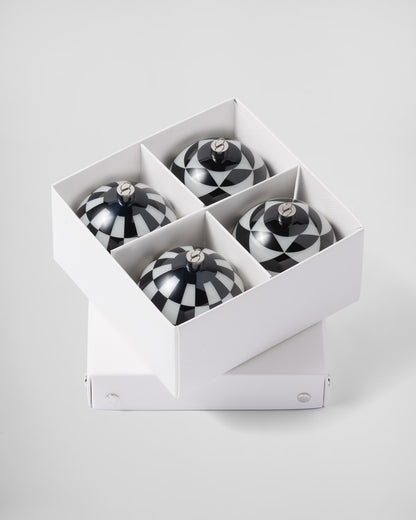 Glass Christmas Ornament Set Black/White - Prada