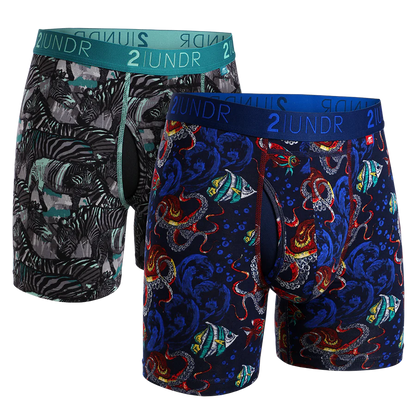 Swing Shift 6" Boxers 2 Pack Zebras/Squid Row - 2UNDR