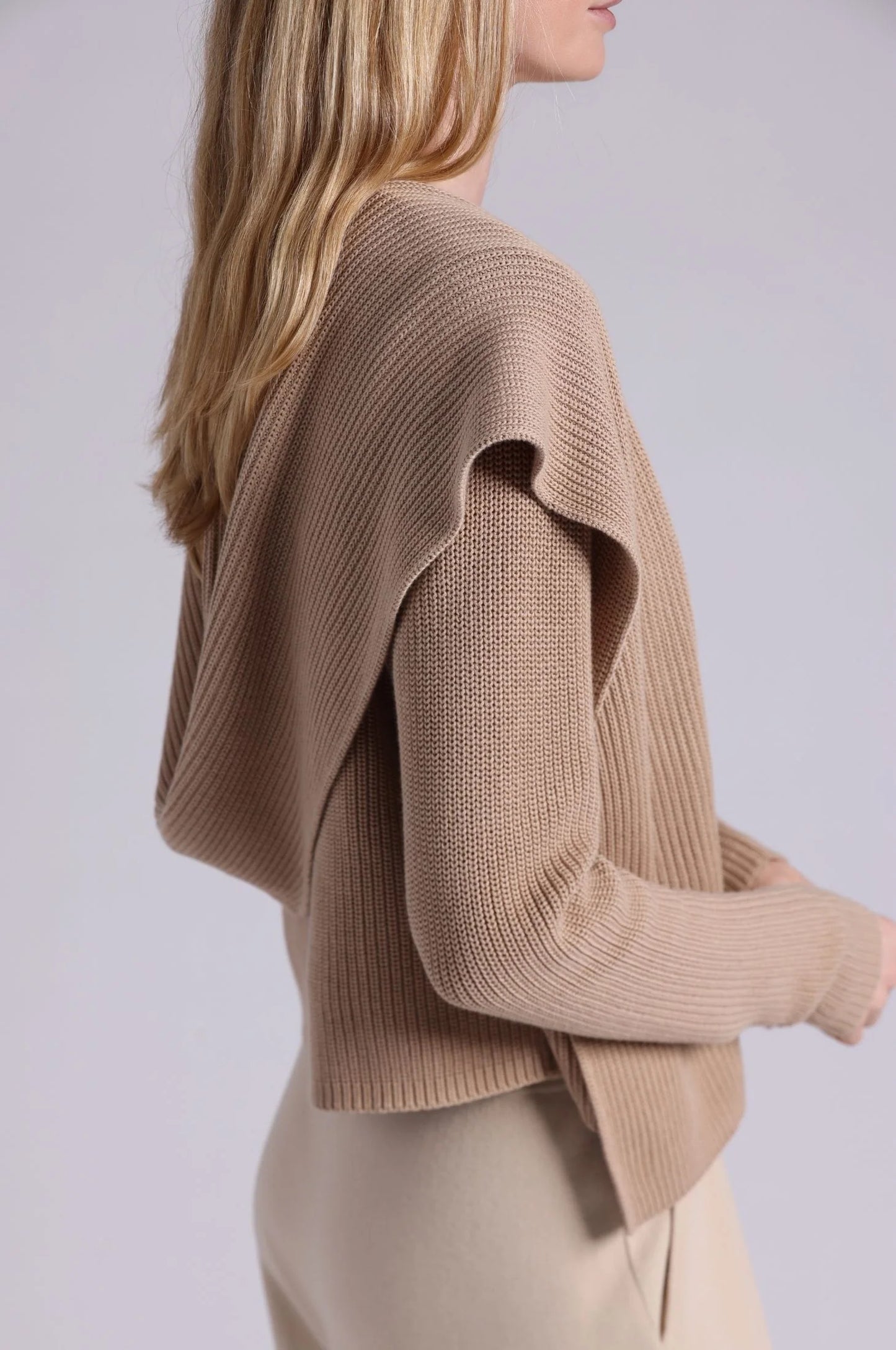 Cotton Shaker Hooded Flyaway Cardigan Brown Sugar - Minnie Rose