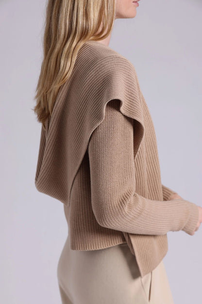 Cotton Shaker Hooded Flyaway Cardigan Brown Sugar - Minnie Rose