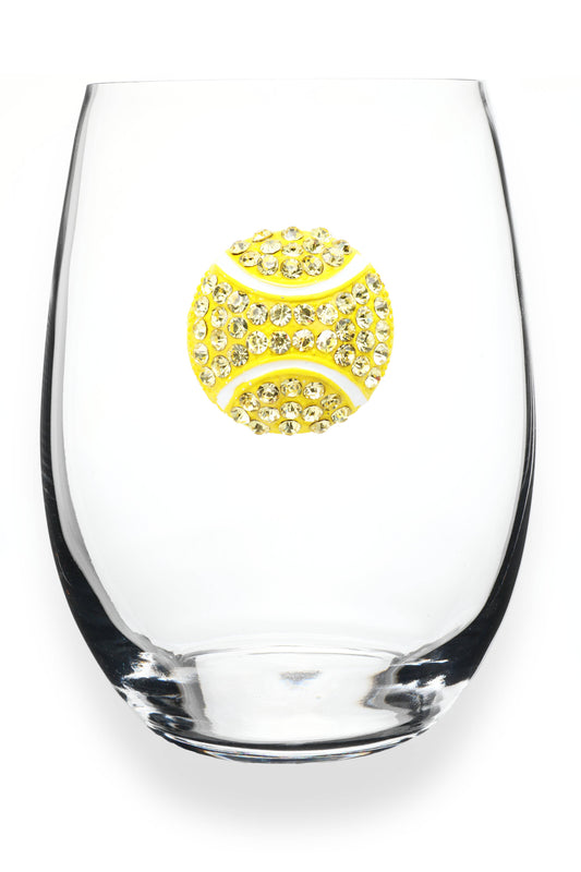 Tennis Ball Jeweled Stemless Wine Glass - The Queens Jewels