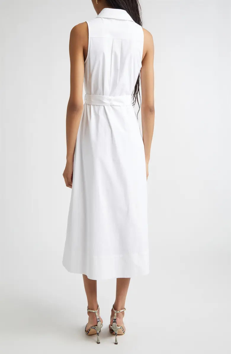 Darcey Cotton Poplin Sleeveless Midi Dress White - Ramy Brook