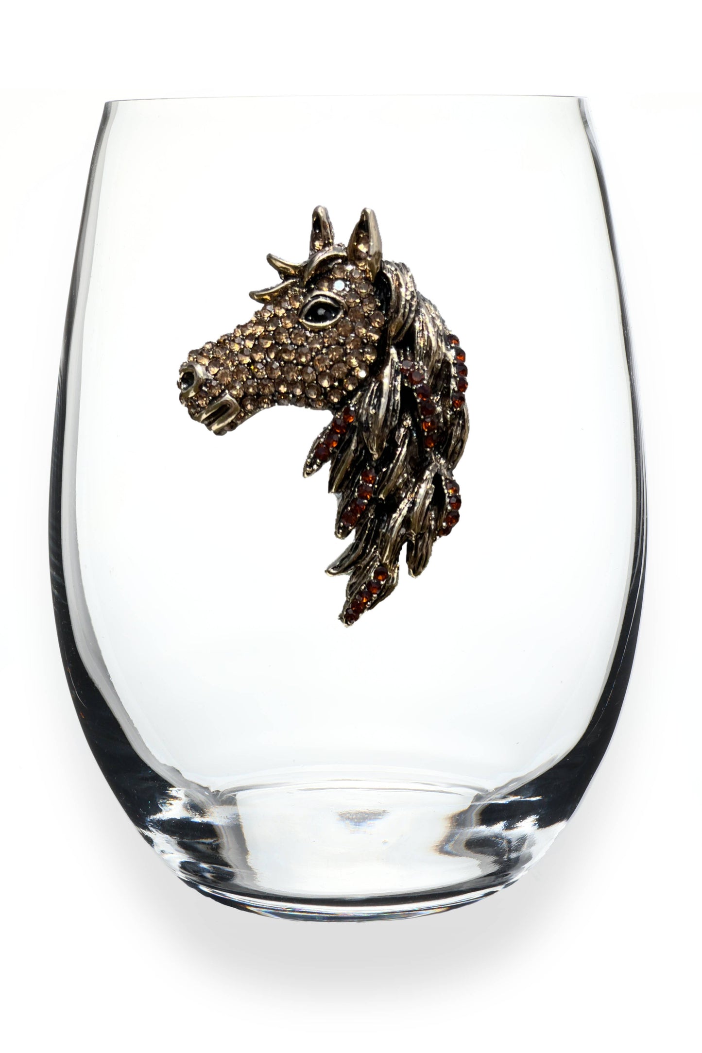 Horse Head Jeweled Stemless Wine Glass - The Queens Jewels