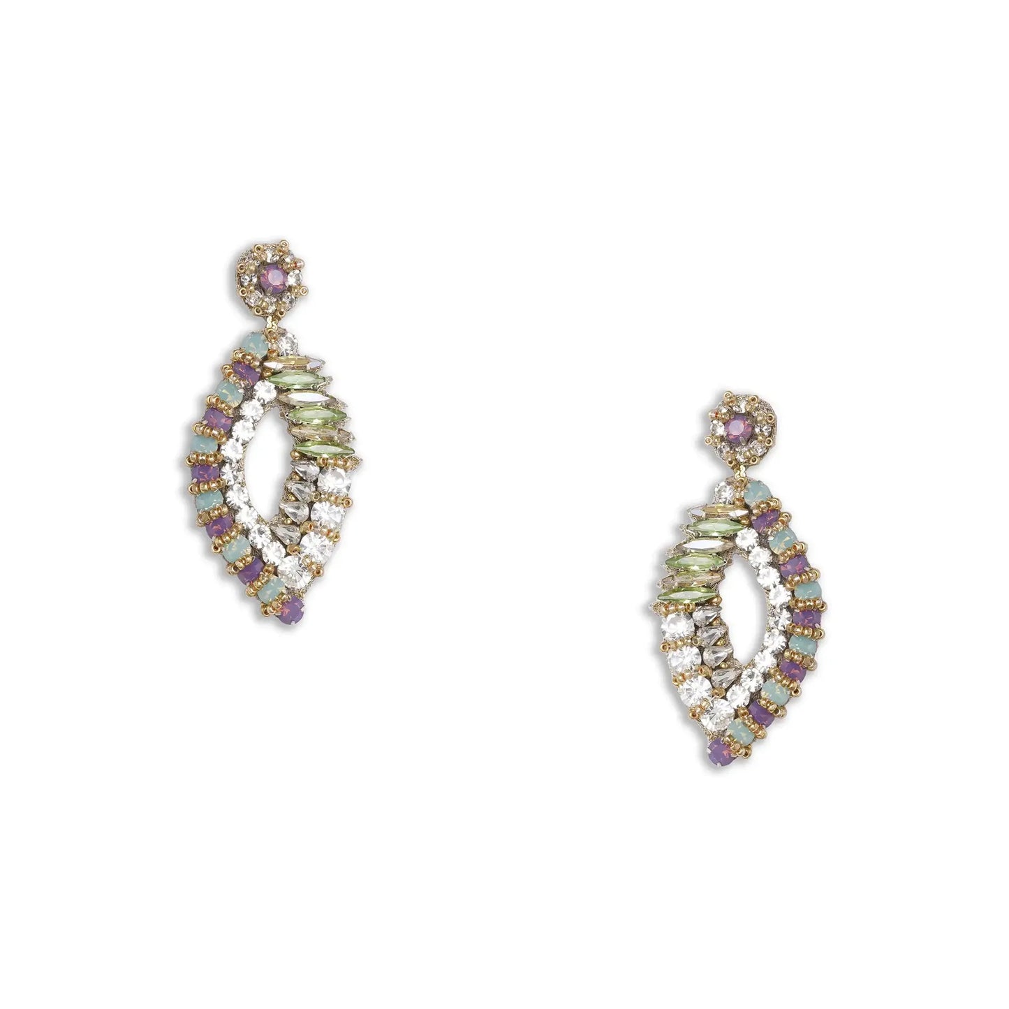 Aasha Earrings Silver/Olive - Bhavna Kanakia