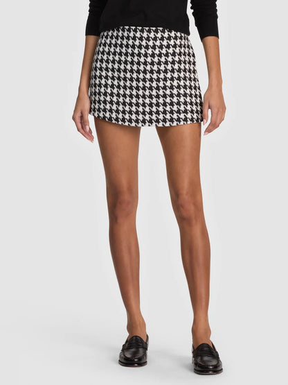 Lakelyn Mini Skort Black/Off White - Alice + Olivia