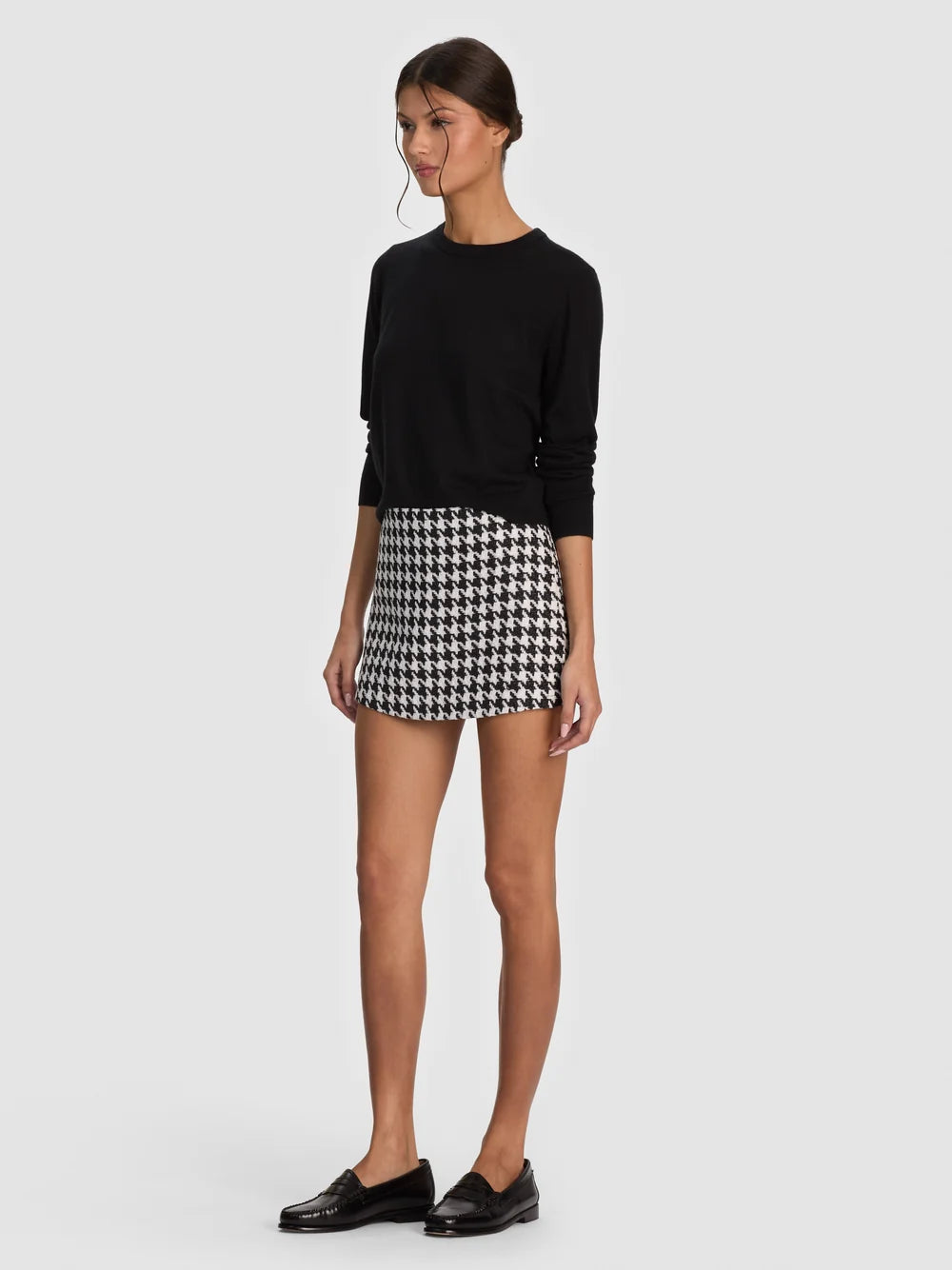 Lakelyn Mini Skort Black/Off White - Alice + Olivia
