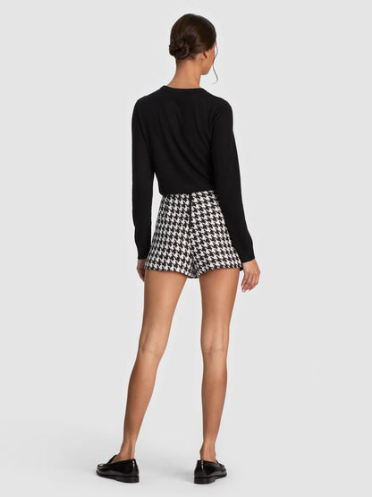 Lakelyn Mini Skort Black/Off White - Alice + Olivia
