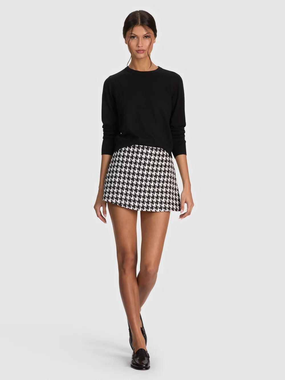 Lakelyn Mini Skort Black/Off White - Alice + Olivia