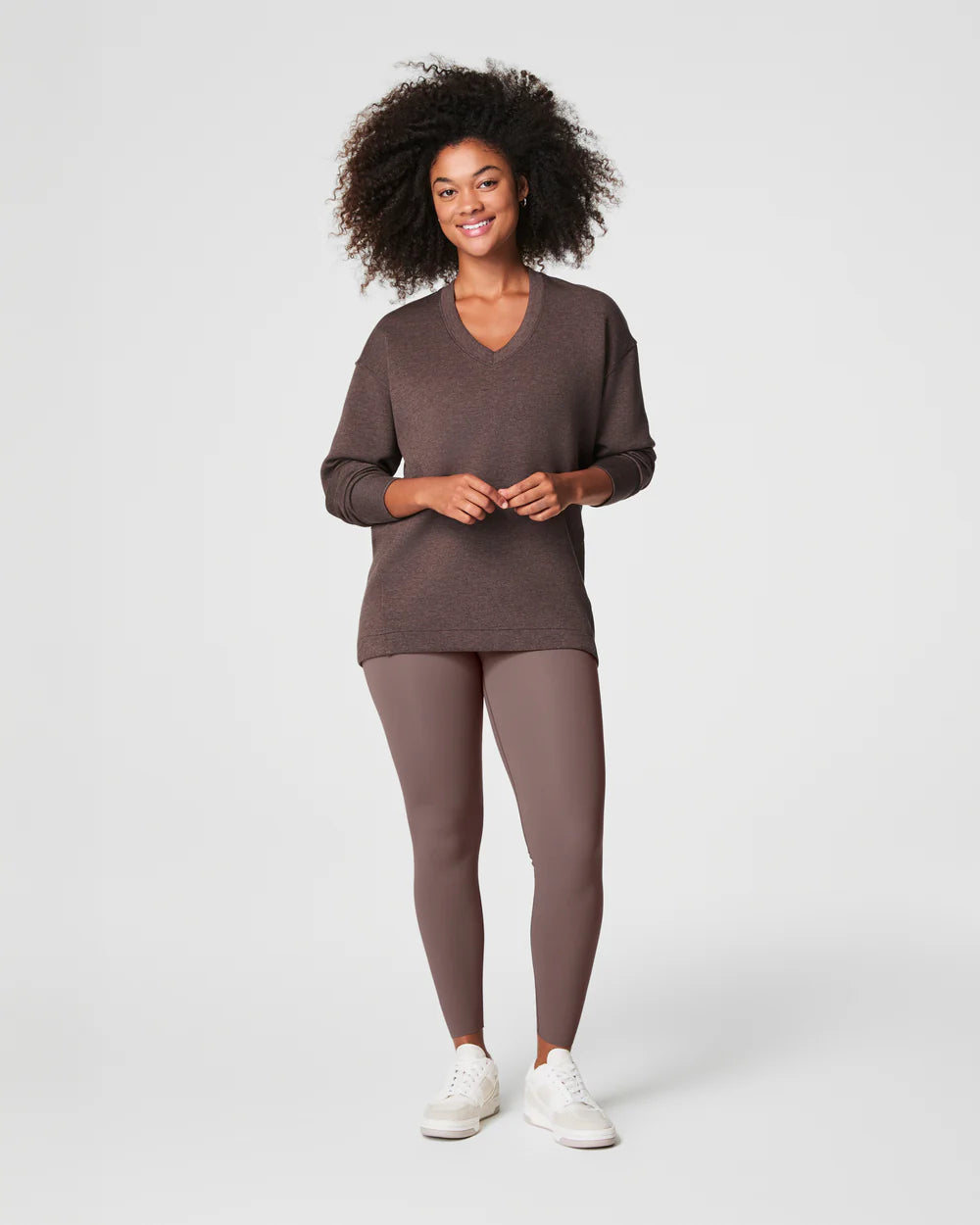 AirEssentials Brushed V-Neck Tunic Heather Smoke - SPANX