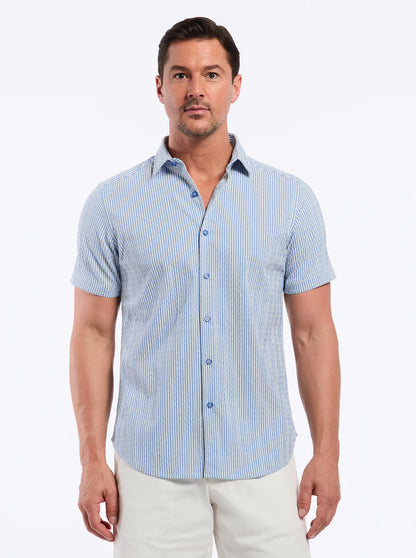 Fornillo Short Sleeve Button Down Shirt Navy - Robert Graham