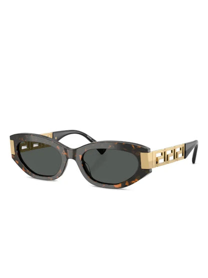 Greca Cat-eye Sunglasses Brown Tortoise - Versace