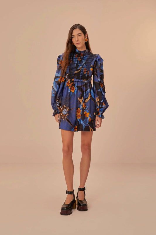 Pietra Floral Mini Dress Black - Farm Rio