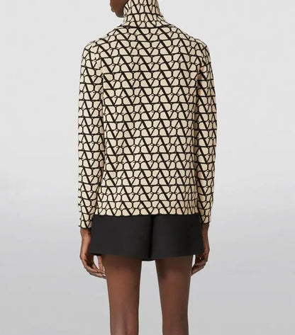 V-Logo Wool Monogram Sweater Beige - Valentino