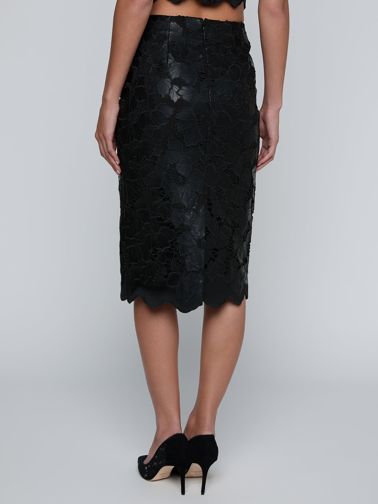 Royal Vegan Leather Pencil Skirt Black - L'AGENCE