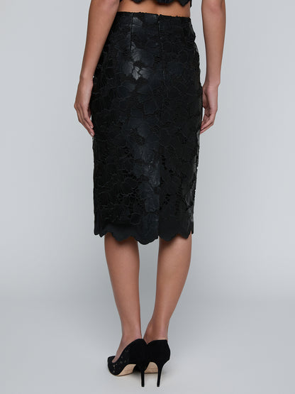 Royal Vegan Leather Pencil Skirt Black - L'AGENCE