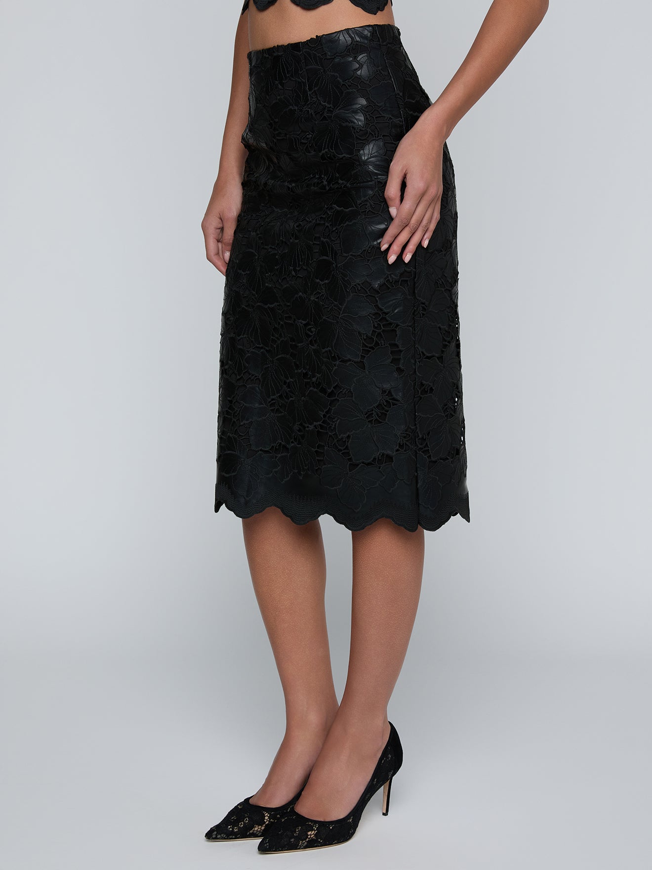 Royal Vegan Leather Pencil Skirt Black - L'AGENCE