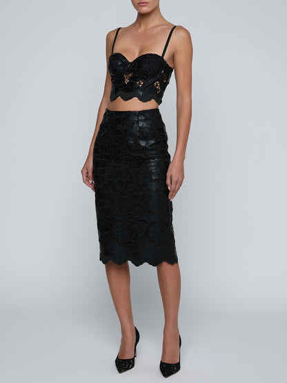 Royal Vegan Leather Pencil Skirt Black - L'AGENCE