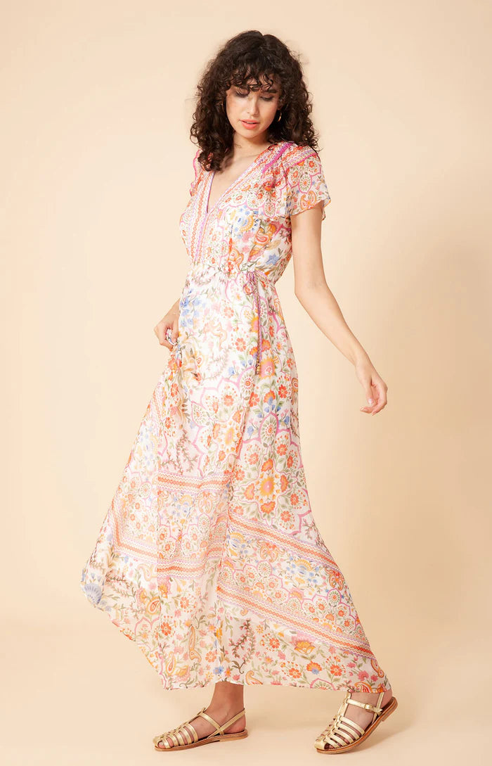 sachin and babi light blue dress Janie Coral Chiffon Maxi Dress with Sweetheart Neckline and Scarf main image 1