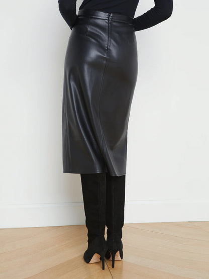 Milann Faux Leather Skirt Black - L'AGENCE