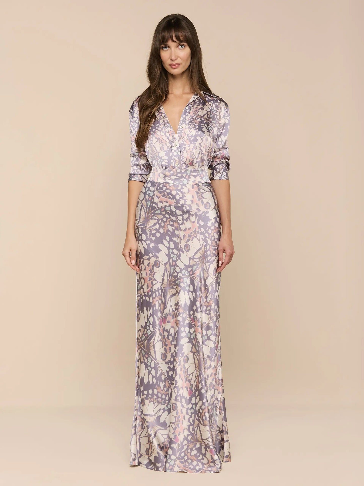 Ryker Silk Maxi Skirt Multi Butterfly Wing - L'AGENCE