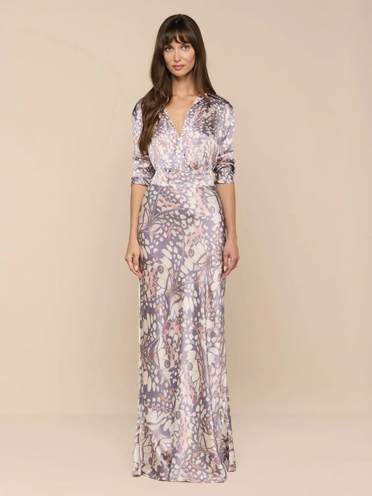 Ryker Silk Maxi Skirt Multi Butterfly Wing - L'AGENCE