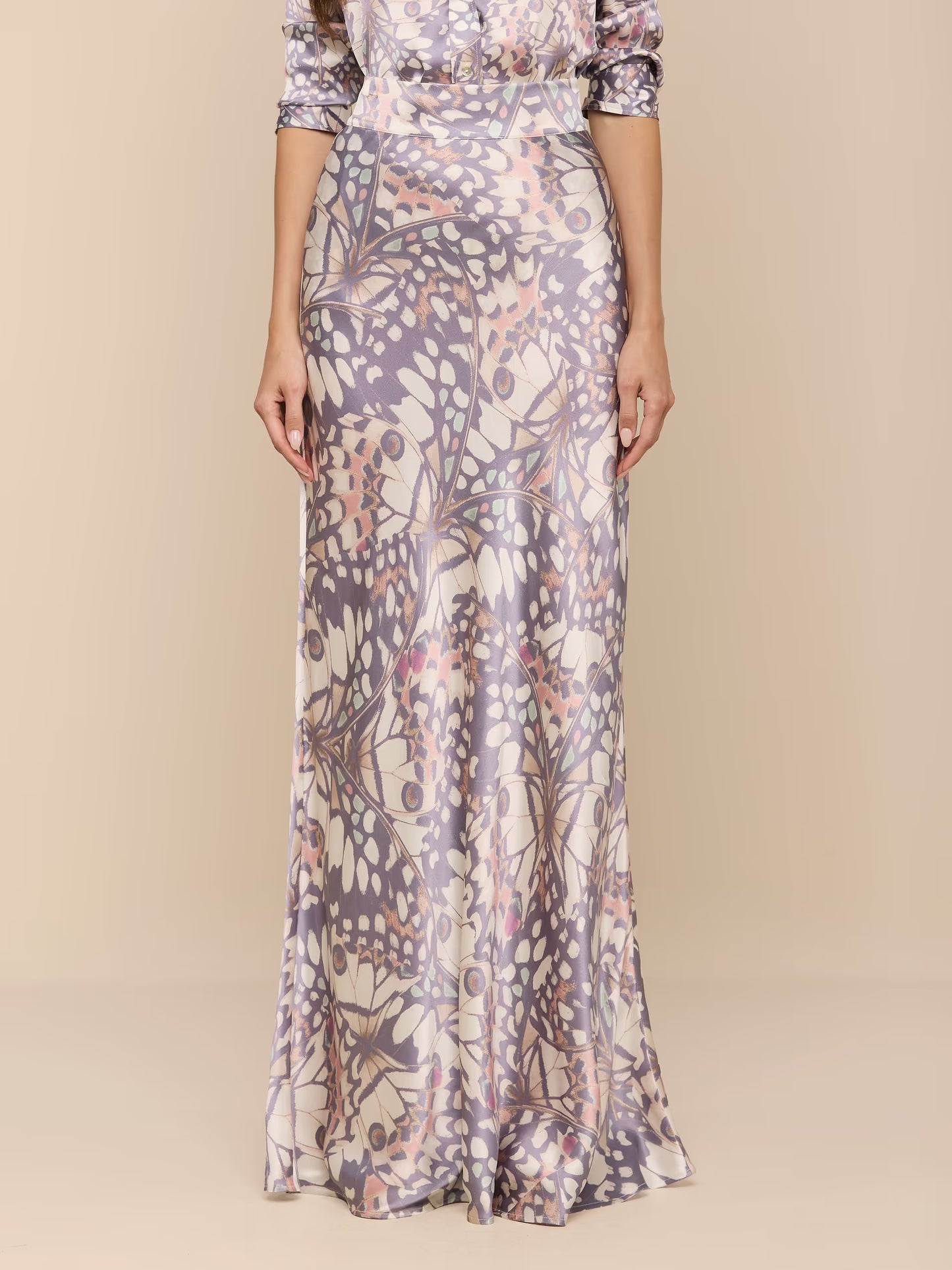 Ryker Silk Maxi Skirt Multi Butterfly Wing - L'AGENCE