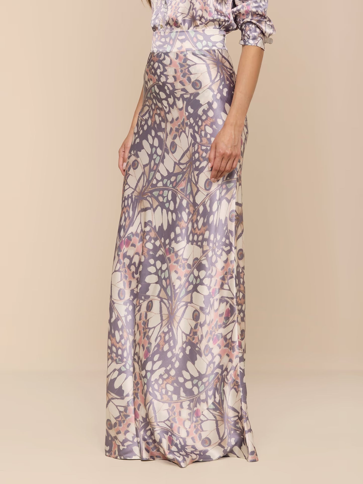 Ryker Silk Maxi Skirt Multi Butterfly Wing - L'AGENCE