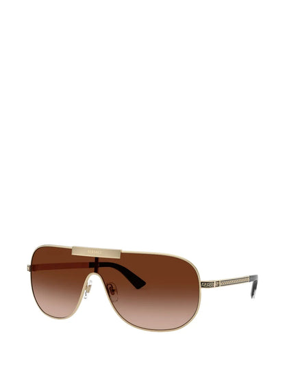 Greca Flow Mask Sunglasses Brown/Gold - Versace