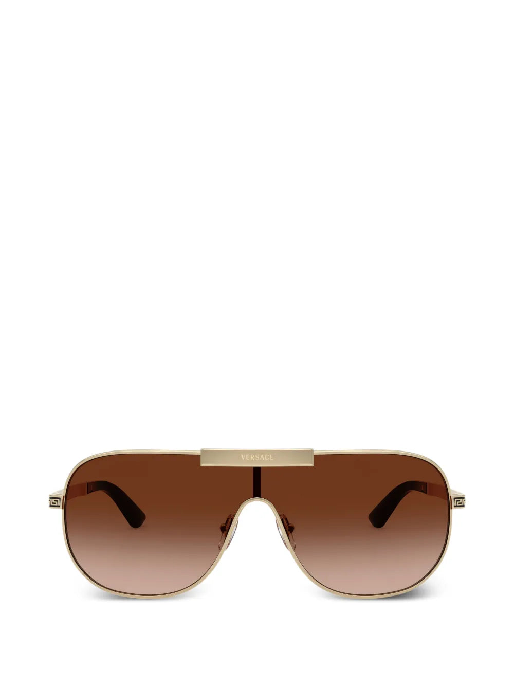 Greca Flow Mask Sunglasses Brown/Gold - Versace