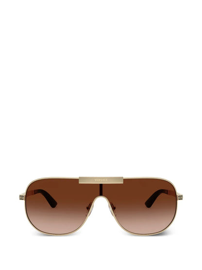 Greca Flow Mask Sunglasses Brown/Gold - Versace