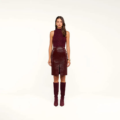 Violetta Vegan Leather Skirt Dark Port Croc - L'AGENCE