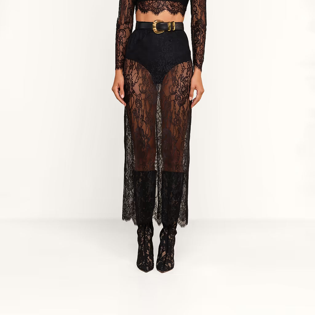 Raymonde Lace Maxi Skirt Black - L'AGENCE