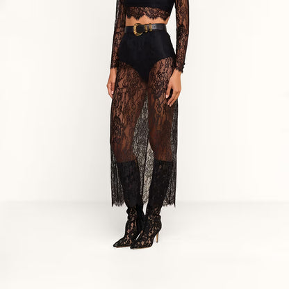 Raymonde Lace Maxi Skirt Black - L'AGENCE