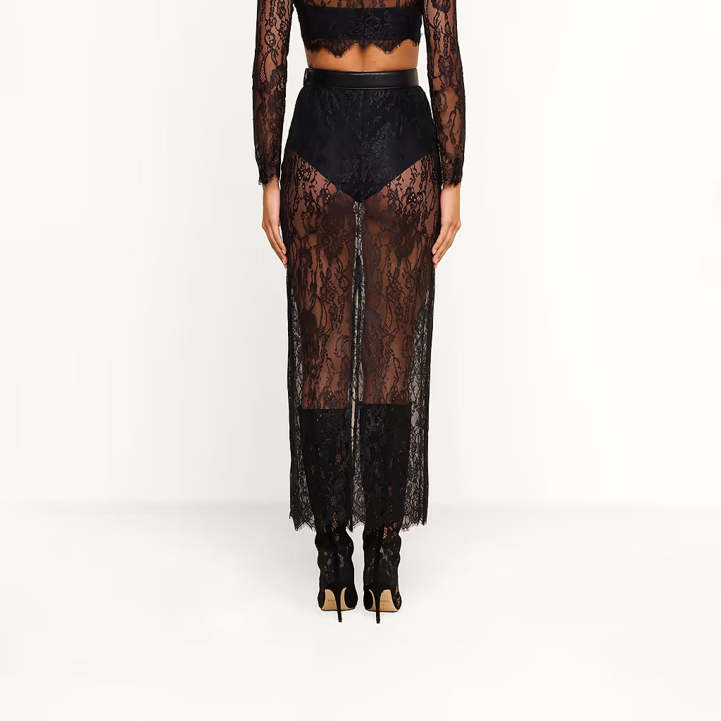 Raymonde Lace Maxi Skirt Black - L'AGENCE
