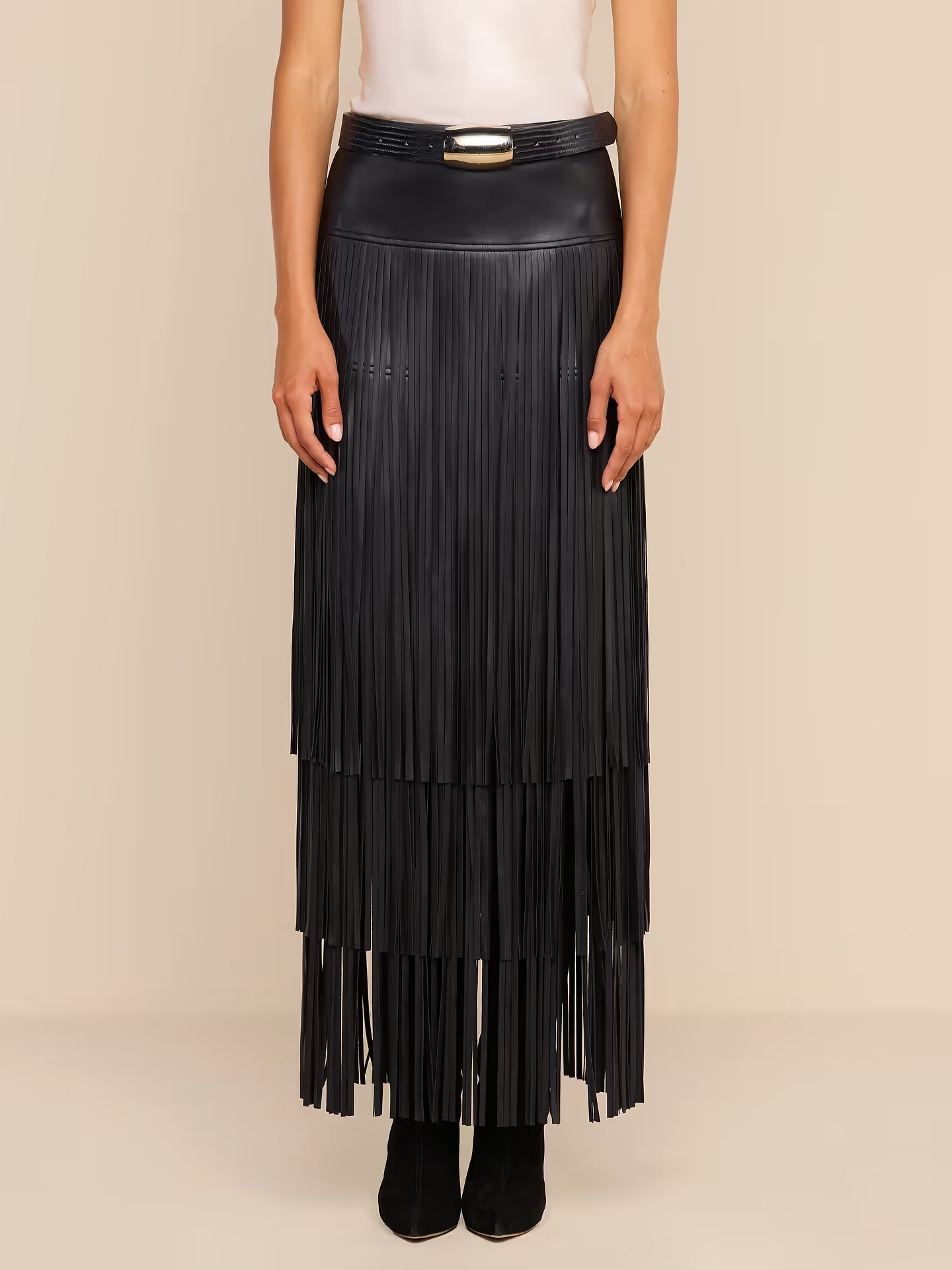 Karoline Fringe Skirt Black - L'AGENCE
