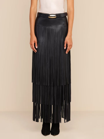 Karoline Fringe Skirt Black - L'AGENCE