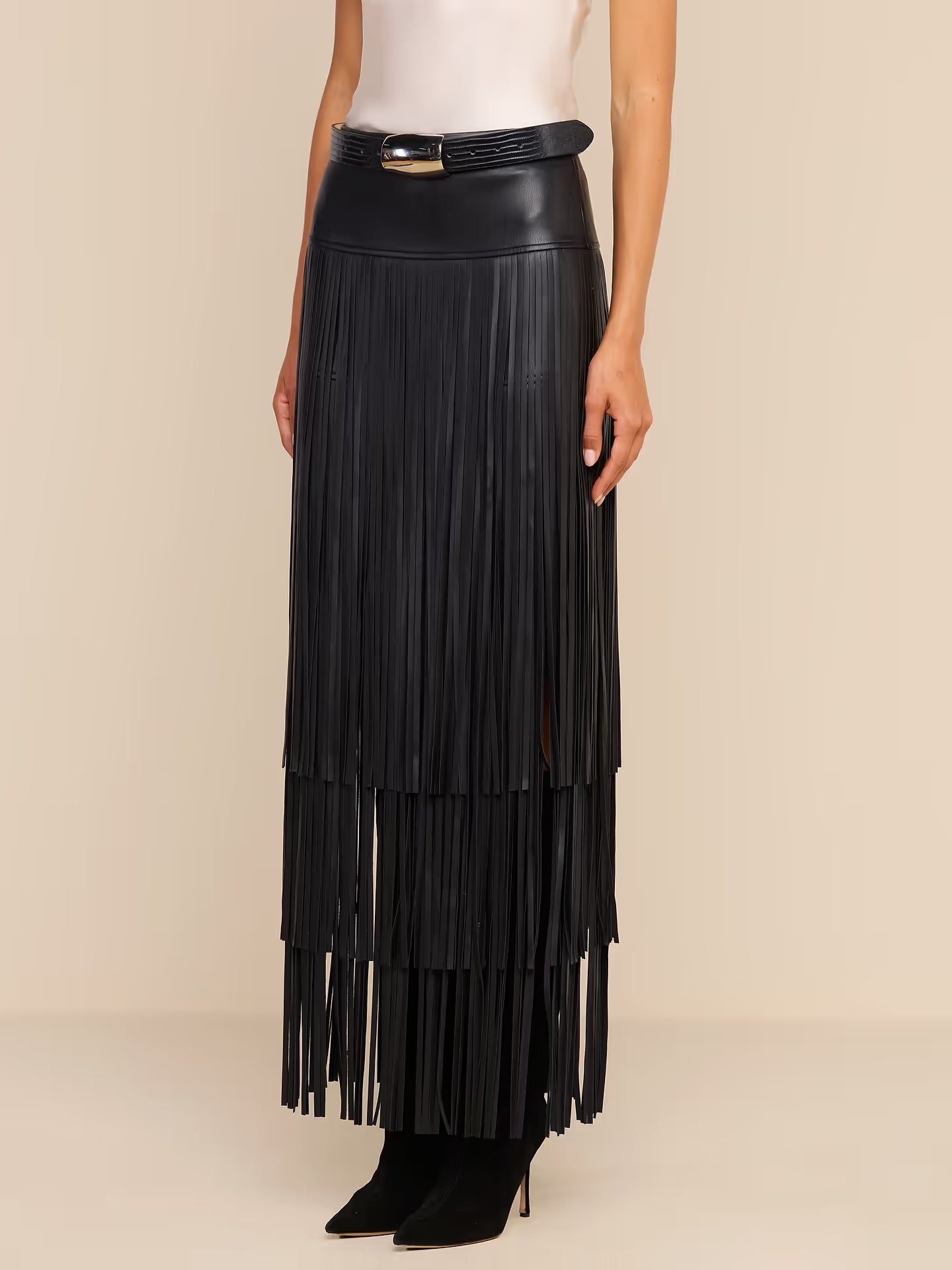 Karoline Fringe Skirt Black - L'AGENCE