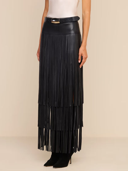 Karoline Fringe Skirt Black - L'AGENCE