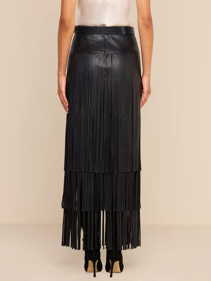 Karoline Fringe Skirt Black - L'AGENCE