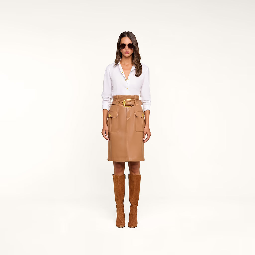 Kaelis Vegan Leather Skirt Soft Cognac - L'AGENCE