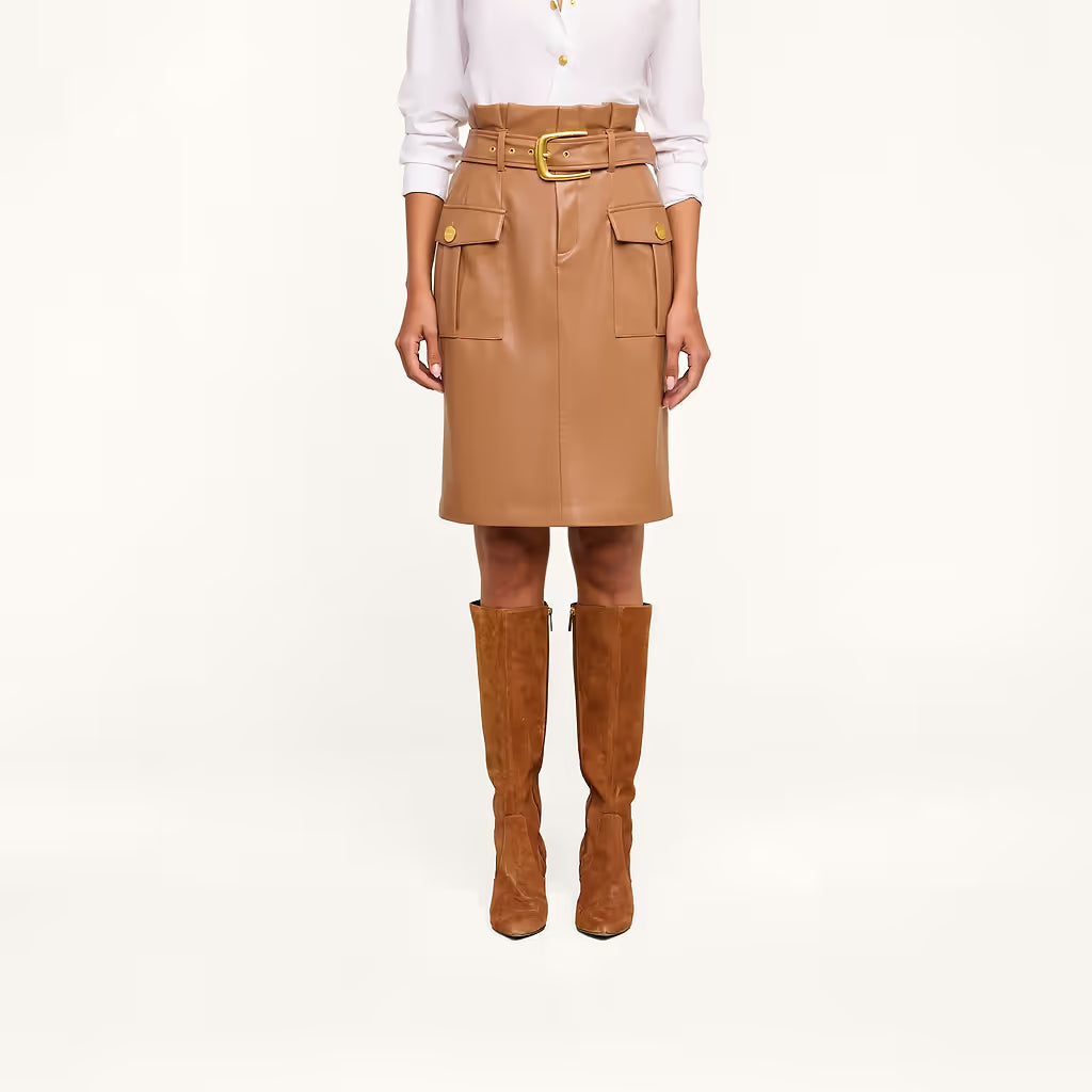 Kaelis Vegan Leather Skirt Soft Cognac - L'AGENCE