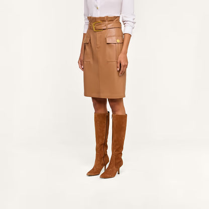 Kaelis Vegan Leather Skirt Soft Cognac - L'AGENCE
