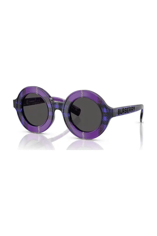 Kids Check Round Sunglasses Violet - Burberry