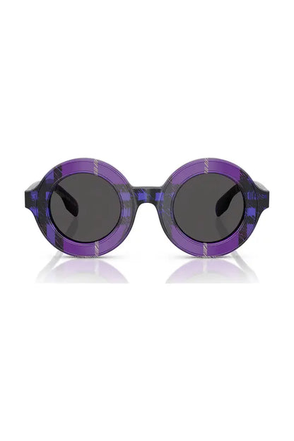 Kids Check Round Sunglasses Violet - Burberry