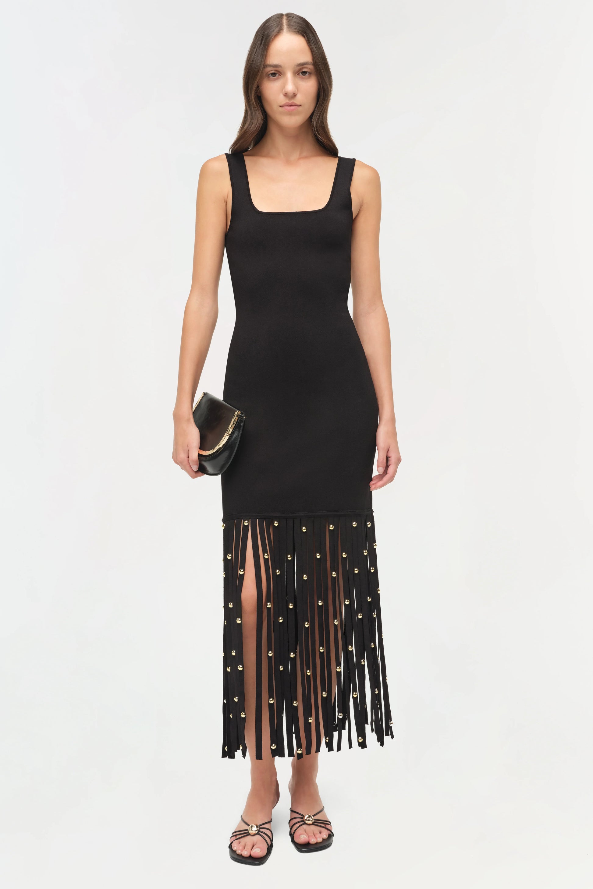 knit midi dress black Marlina Lurex Knit Midi Dress
