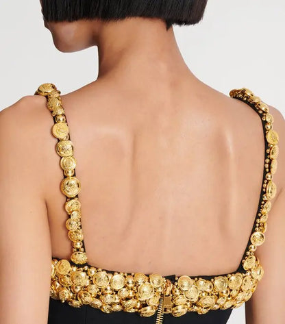 Wool Button-Embellished Cami Top Black - Balmain