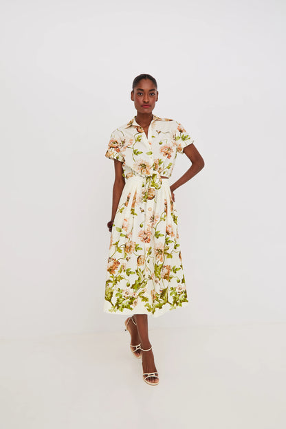 Marge Skirt Lockwood Flora Egret - Cara Cara