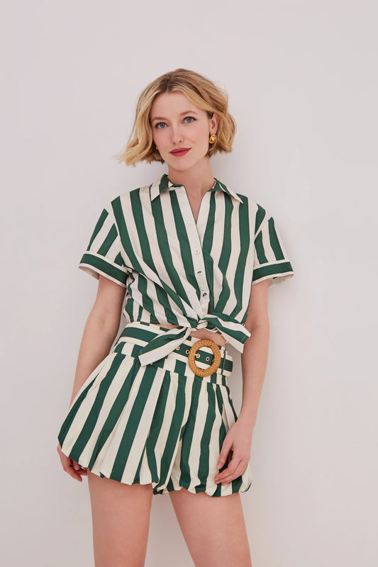 Asbury Top Green White Stripe - Cara Cara