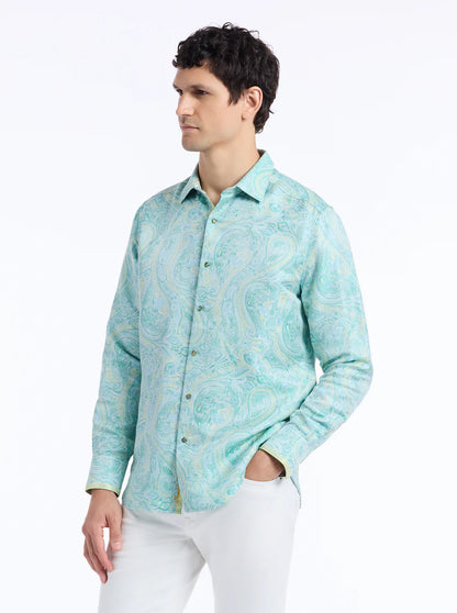 Limited Edition The Viscount Long Sleeve Button Down Shirt Teal - Robert Graham